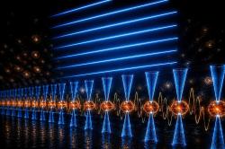 Kvantový simulátor z atomů stroncia: Kredit: Stephan Naus, AI-generated artwork.