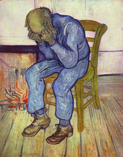 Deprese (Před branami věčnosti) v podání Vincenta van Gogha. Kredit: Wikipedia, volné dílo..