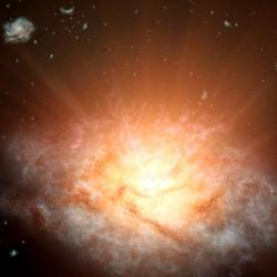 Nejzářivější galaxie ve známém vesmíru. Kredit: NASA / JPL-Caltech.