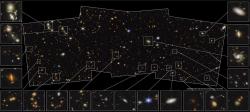 Směrem k severnímu pólu ekliptiky míří další pole pro studium velmi vzdálených galaxií. Jeho označení je JWST PEARLS (Prime Extragalactic Areas for Reionization and Lensing Science). (zdroj NASA).