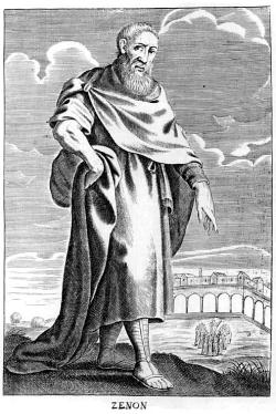Zénón z Kitia, ilustrace z roku 1655 v Thomas Stanley: History of Philosophy. Kredit: Singinglemon, Wikimedia Commons. Public domain.