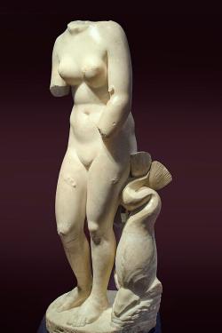 Afrodíté s Delfínem, tzv. Ilici Venus. Mramor, 1. nebo 2. století n. l. Archeologické a historické muzeum v Elche, Špamělsko. Kredit: Ángel M. Felicísimo, Wikimedia Commons. Licence CC 2.0.