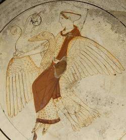 Afrodíté na labuti. Atický malíř Pistoxénos, kolem roku 460 před n. l. British Museum, GR 1869.10-7.77 (Cat. Vases D 2). Kredit: Marie-Lan Nguyen, Wikimedia Commons. Licence CC 2.5.