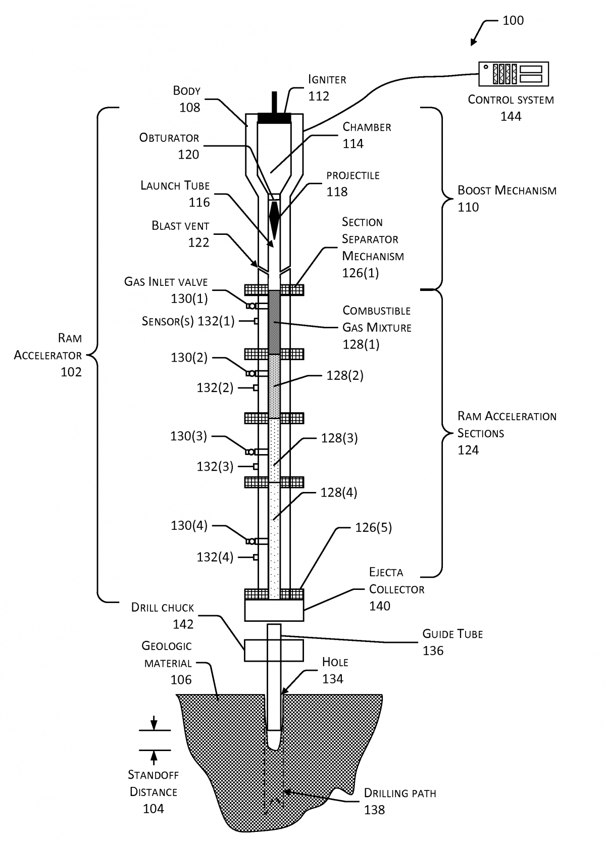 Schema uvedenĂ© v patentovĂ© pĹ™ihlĂˇĹˇce.Mark Russell se zĂˇsobou stĹ™eliva (Kredit: hypersciences)