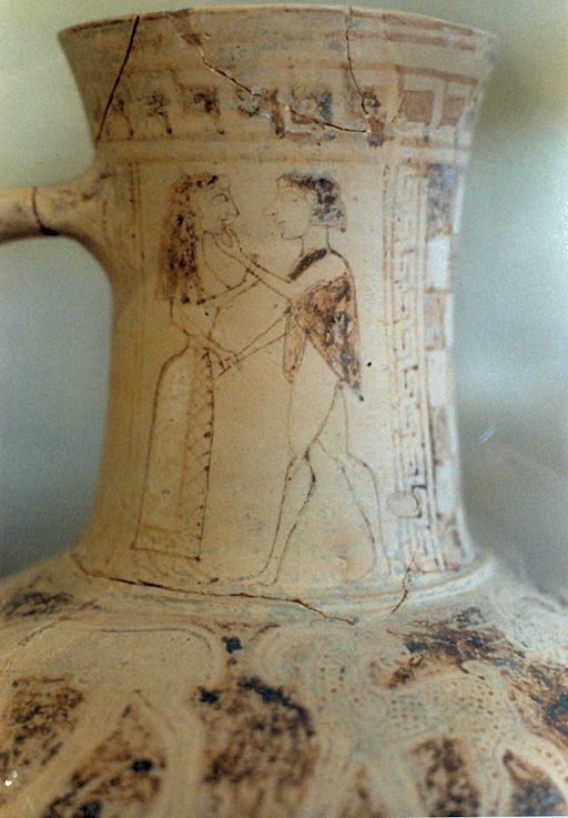 Théseus a Ariadné. Milenci alespoň jako mytologické téma, 675-640 př. n. l. Kredit: Zde, Wikimedia Commons.