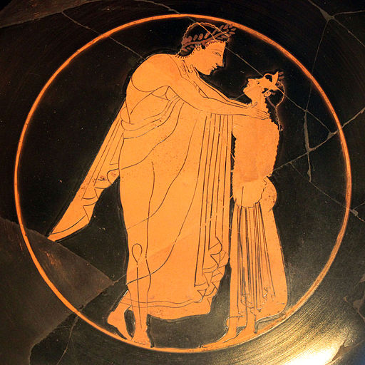 Mladík a dívka, navazování vztahu s hetérou, 520–510 př. n. l. Altes Museum Berlin. Kredit: Kiss Painter via Anagoria, Wikimedia Commons