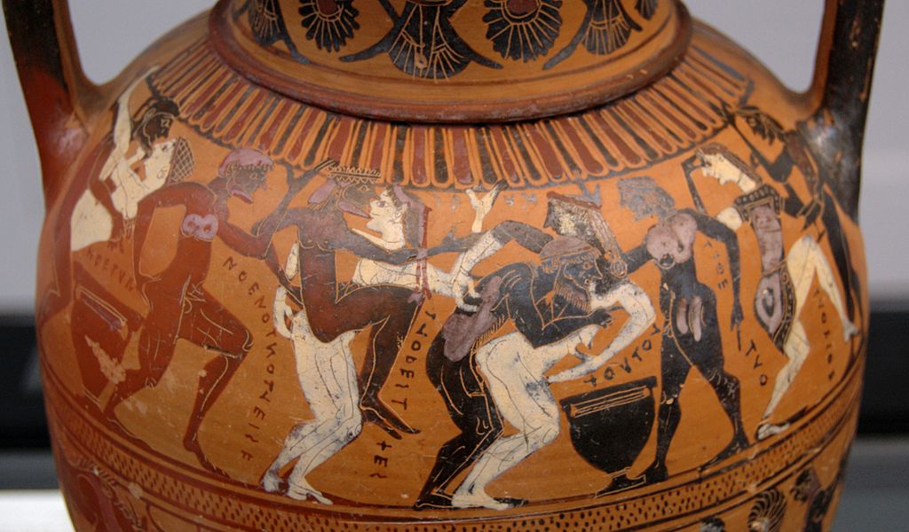 Lidští komastai Dionýsa: muži a hetéry, 560 př. n. l. Staatliche Antikensammlungen München. Kredit: Bibi Saint-Pol, Wikimedia Commons.