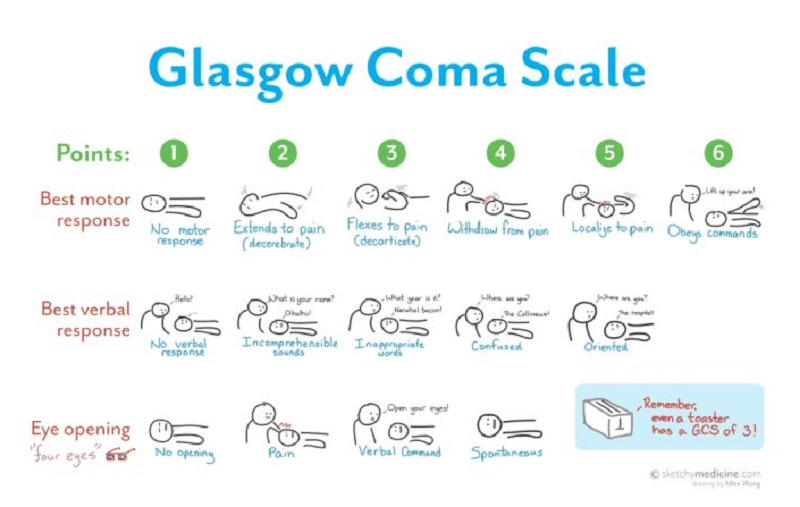 Glasgow Coma Scale. Kredit: Sketchy Medicine Shop 