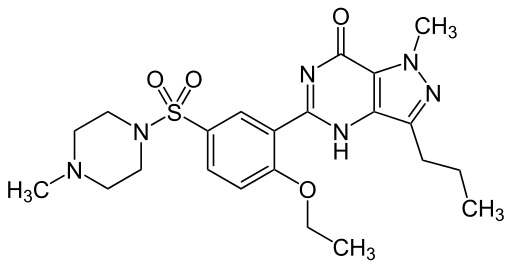 Zatímco v případě Viagry práci vykonává inhibitor fosfodiesterázy (na obrázku je sildenafil), u veřejných vytrvalostních sportů se jako podpůrný prostředek nabízí aktivátor receptoru genu PPARD, látka s pracovním názvem GW1516 (familierně jen „GW“).