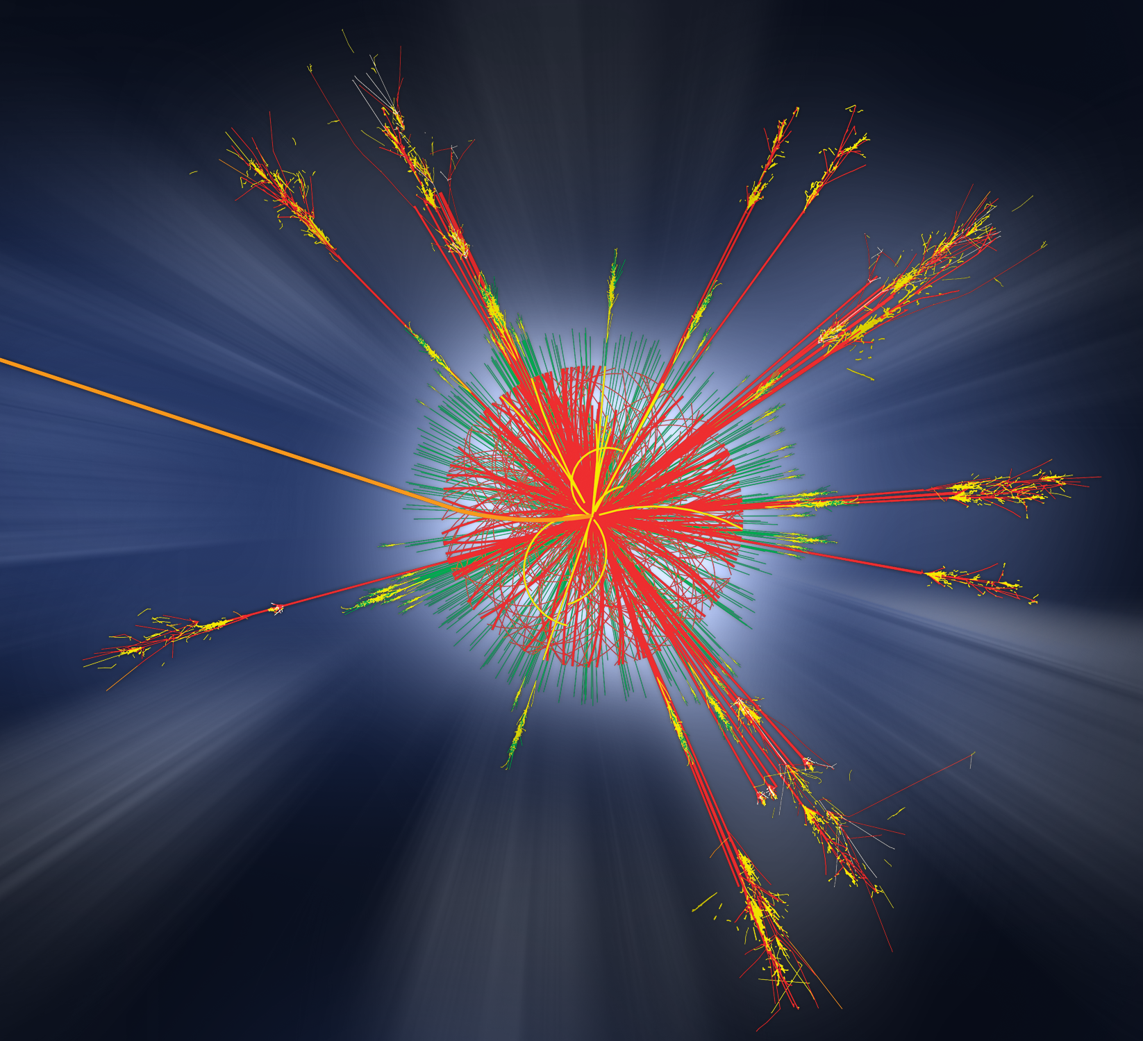 Simulace vzniku hypotetickĂ© mikroskopickĂ© ÄŤernĂ© dĂ­ry a jejĂ­ho vypaĹ™enĂ­ HawkingovĂ˝m zĂˇĹ™enĂ­m (zdroj ATLAS, CERN).