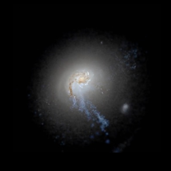Simulovaná galaxie z FIRE-2. Kredit: Sijie Yu / UCI.