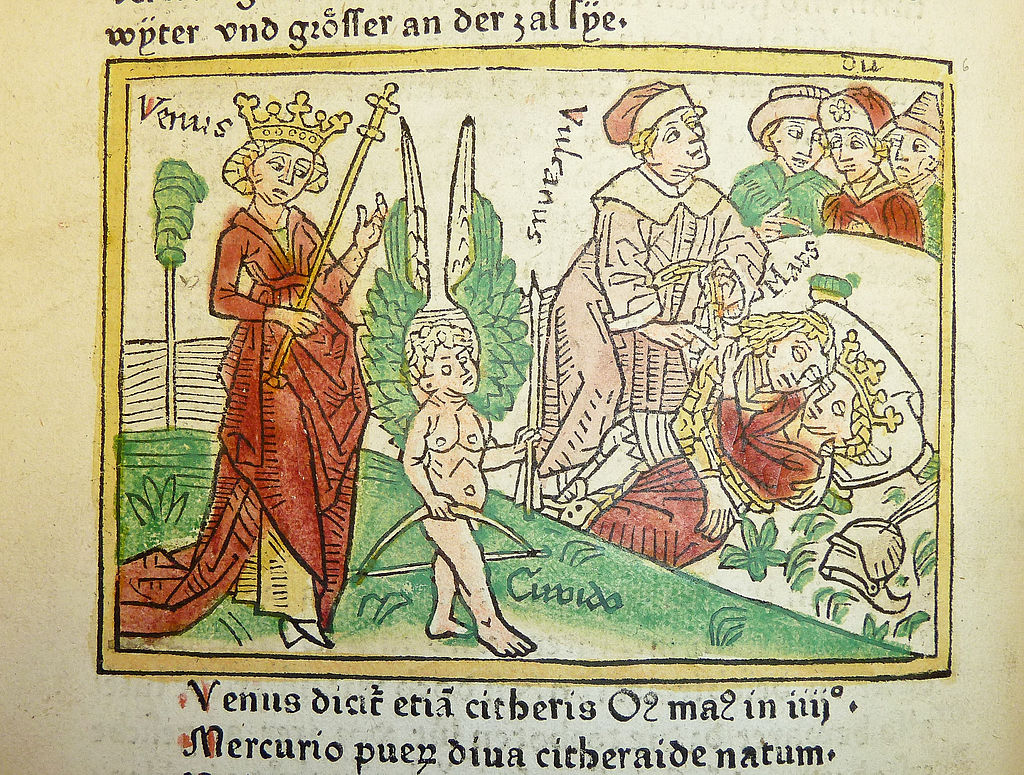 Dřevoryt k překladu díla Giovanniho Boccaccia De mulieribus claris, vytiskl Johannes Zainer v Ulmu kolem roku 1474. Inkriminovaná scéna je v pravé části. Penn Libraries, University of Pensylvania (USA), Inc B-720. Kredit: kladcat, Wikimedia Commons. 