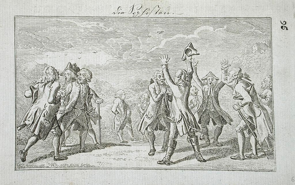 Sofisté. Karikatura z roku 1790. Daniel N. Chodowiecki. Los Angeles County Museum of Art., Acc. n. 55.103.161. Kredit: F?, Wikimedia Commons. Public domain.