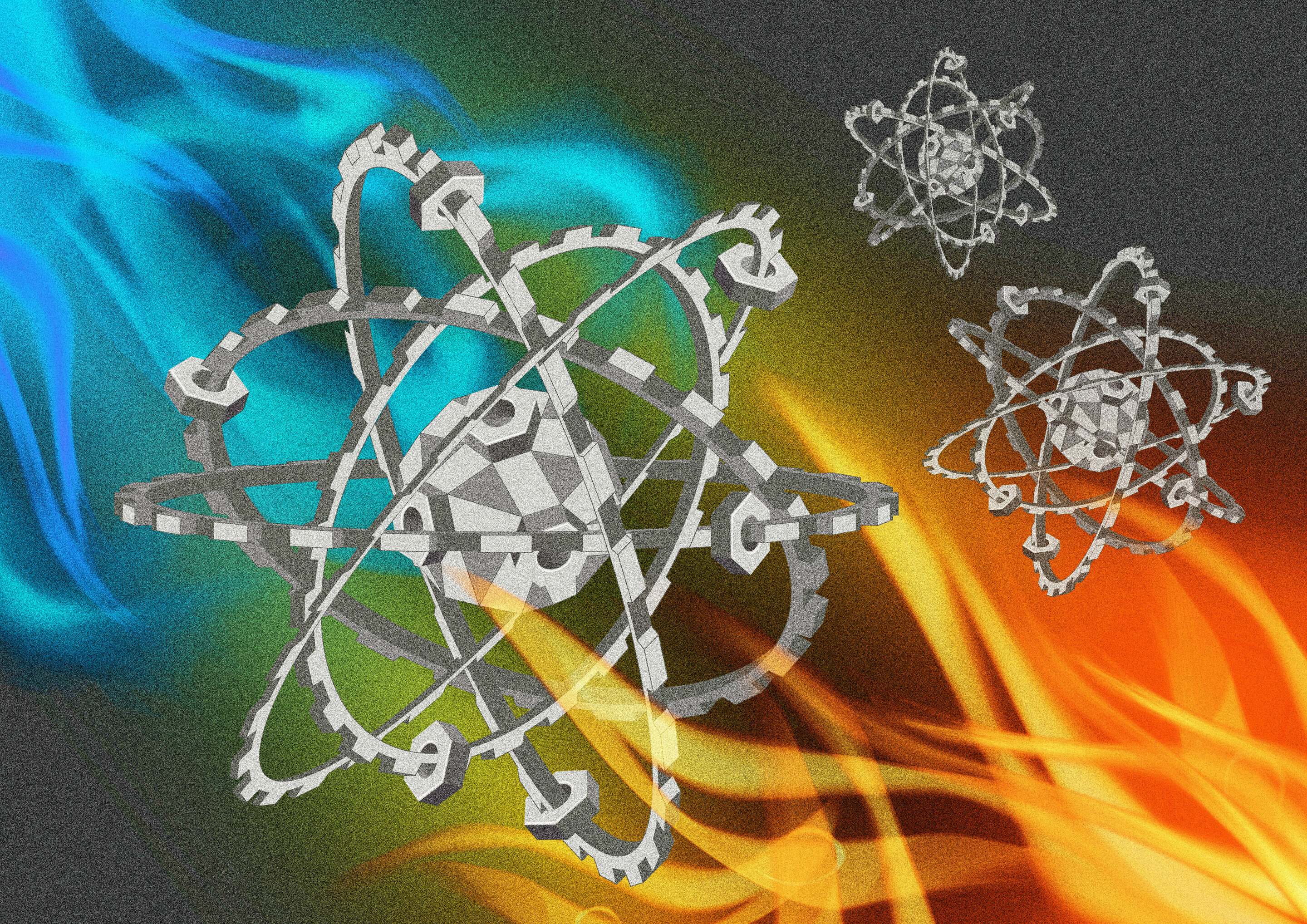 Atomární strojky. Kredit: Aki Honda / Centre for Quantum Technologies, National University of Singapore.