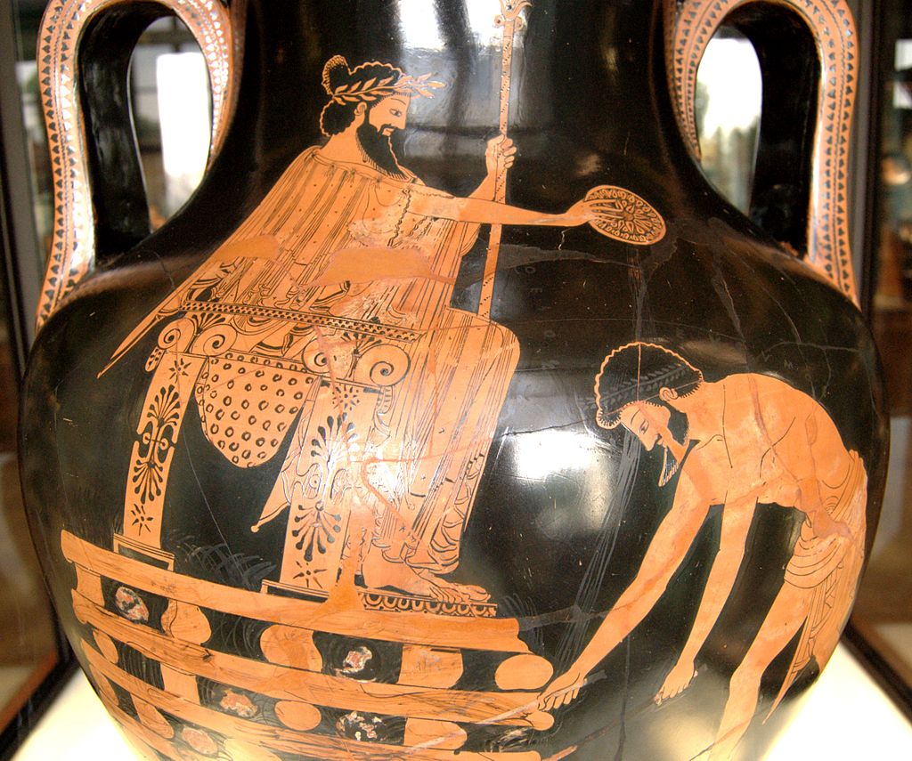 Kroisos na hranici. Attická červenofigurová amfora, 500-490 před n. l. Louvre, G 197. Kredit: Bibi Saint-Pol, Wikimedia Commons. Public domain.
