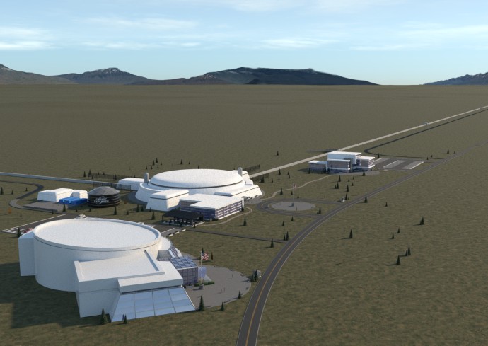 Vizualizace budoucího amerického velkého gravitačního detektoru Cosmic Explorer. Zdroj: https://news.syr.edu/