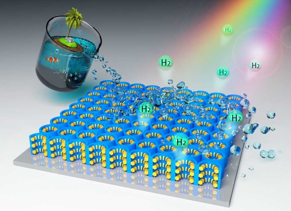 Nanomateriál pro produkci vodíku z mořské vody. Kredit: University of Central Florida.