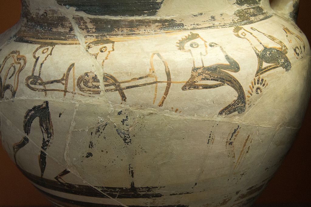 Muži s luky, malba na mykénském kratéru z Enkomi na Kypru, 13. století před n. l. Britské muzeum, GR 1897.4-1.928. BM Cat Vases C333. Kredit: Zde, Wikimedia Commons. Licence CC 4.0.
